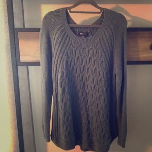 Green cable knit sweater